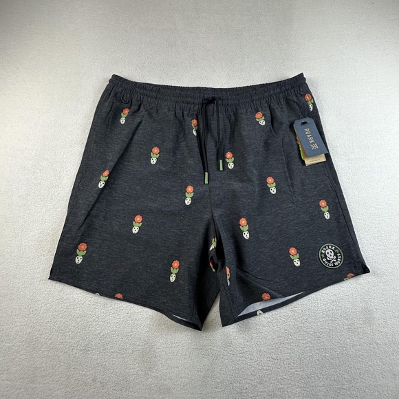 Roark Shorts Mens Large Black Shorey 16" Deep Roots Guide Works Swim Trunks - Picture 1 of 13